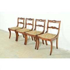 Kindel Furniture Style Regency Carved Solid Mahogany Dining Chairs, Set of Four