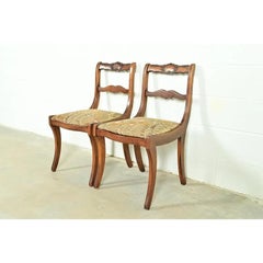 Kindel Furniture Style Regency Carved Solid Mahogany Side Chairs, Pair