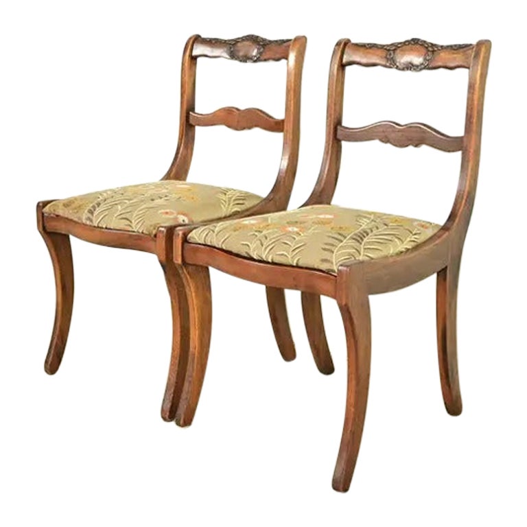 Kindel Furniture Style Regency Carved Solid Mahogany Side Chairs, Pair For Sale