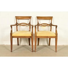 Kindel Furniture Style Regency Carved Walnut Armchairs, Pair