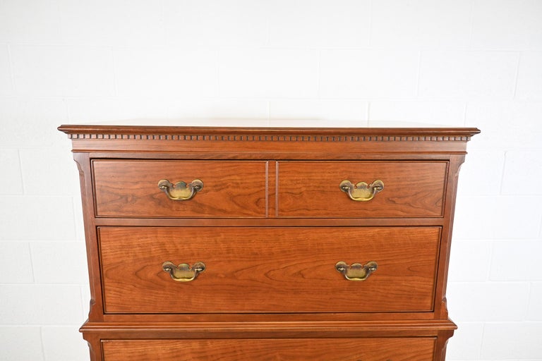 Kindel Furniture Traditional Cherry Highboy Dresser For Sale