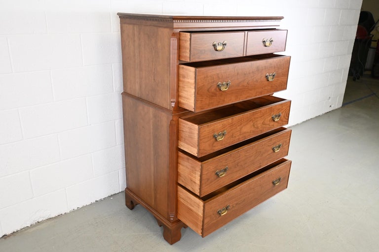 Kindel Furniture Traditional Cherry Highboy Dresser For Sale