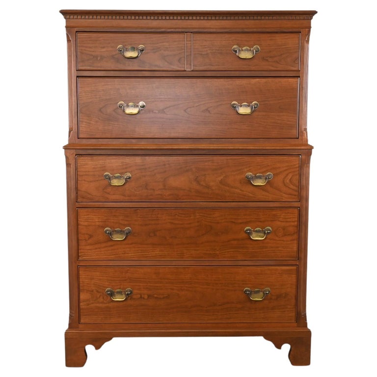 Kindel Furniture Traditional Cherry Highboy Dresser For Sale