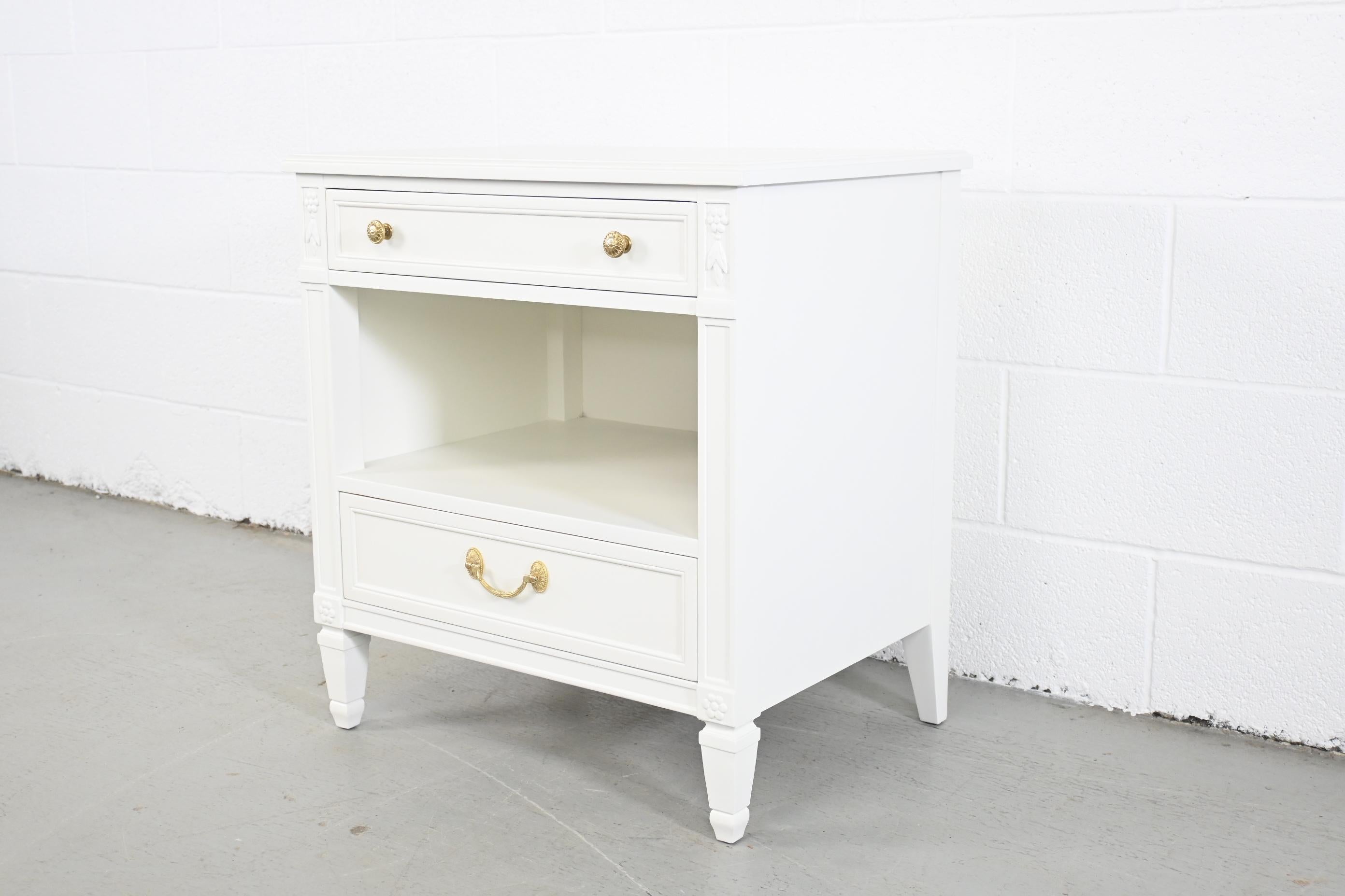 American Kindel Furniture White Lacquered French Regency Style Nightstand