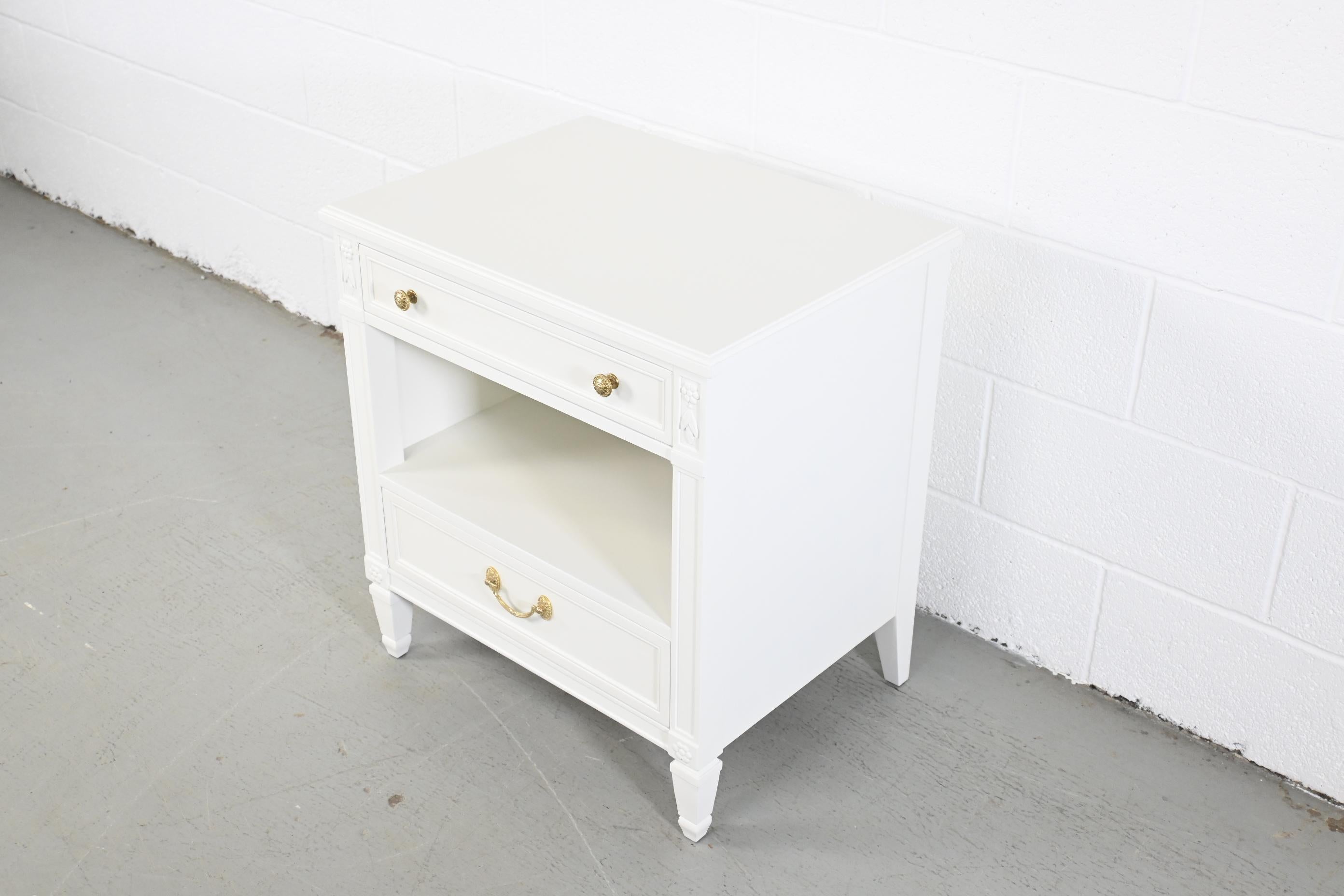 Wood Kindel Furniture White Lacquered French Regency Style Nightstand