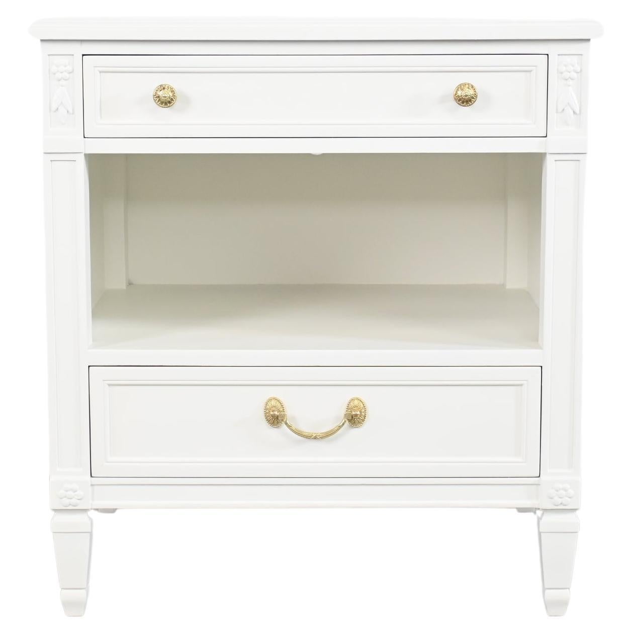Kindel Furniture White Lacquered French Regency Style Nightstand