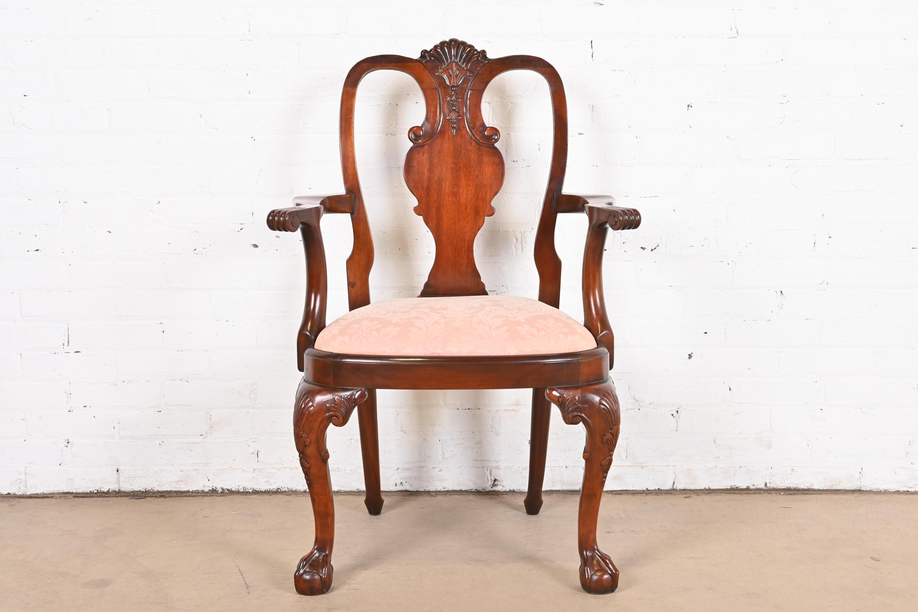 Kindel Furniture Winterthur Collection Georgian Carved Mahogany Dining Chairs For Sale 11