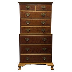 KINDEL Grand Rapids Fruitwood Chippendale Chest on Chest