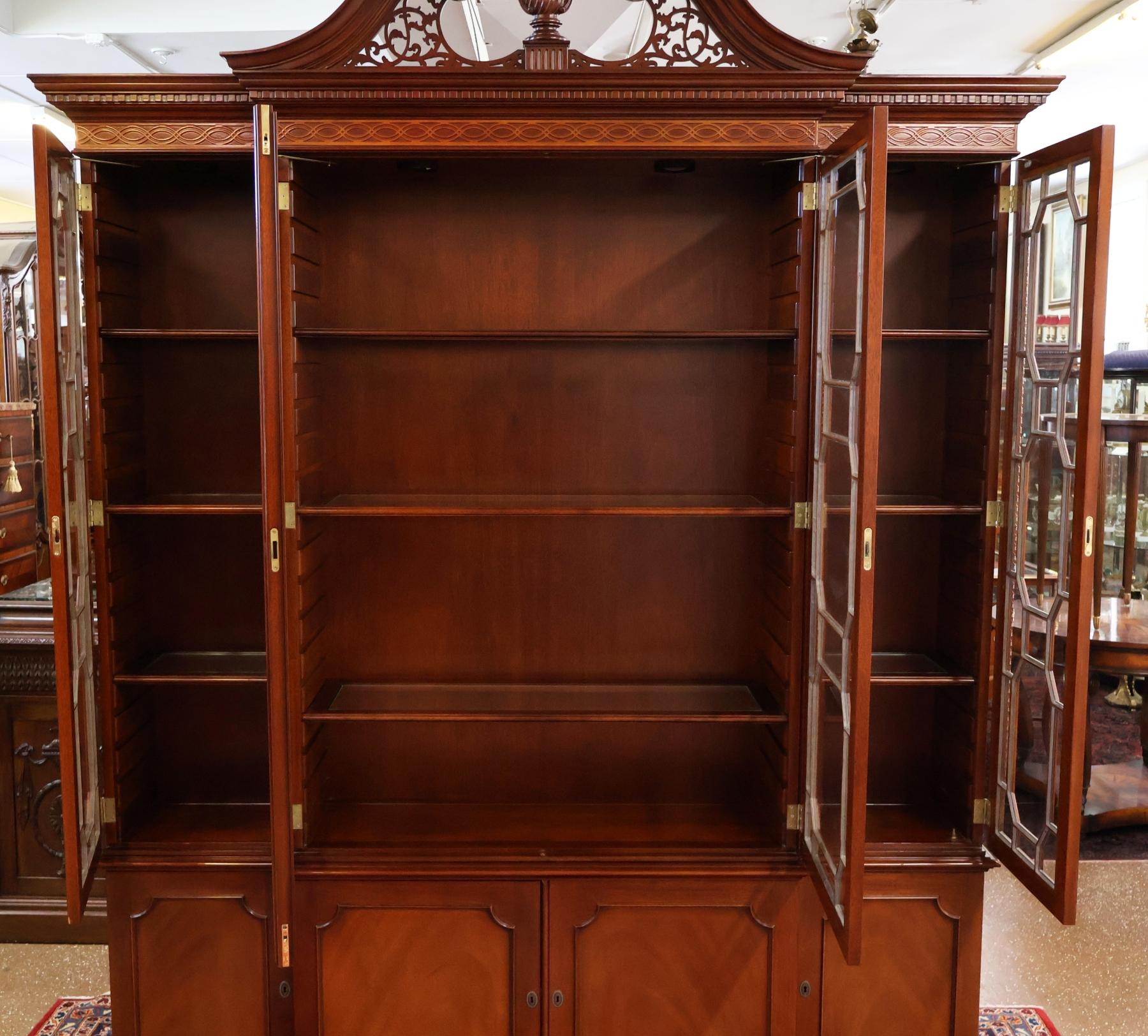 Kindel Historic Trust Mahogany Bookcase China Cabinet Breakfront For Sale 2