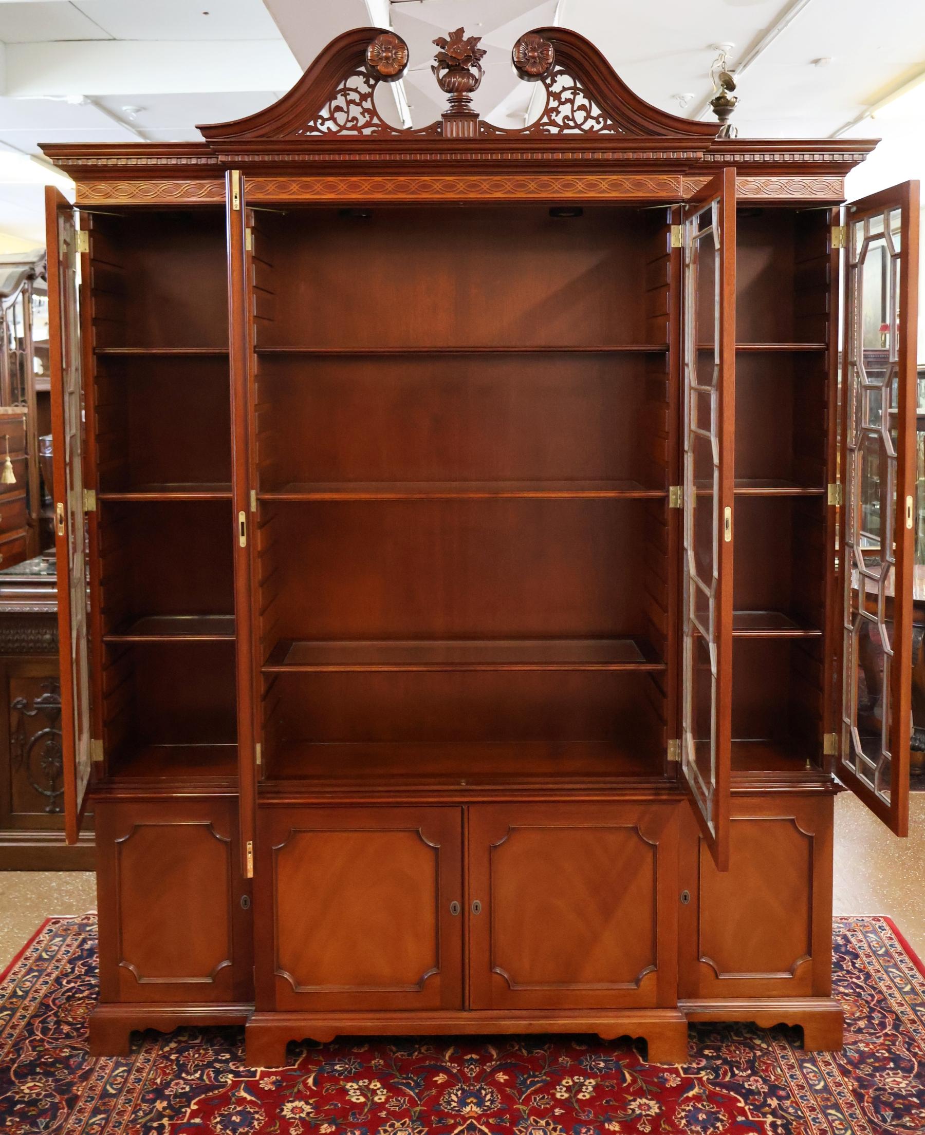 Kindel Historic Trust Mahogany Bookcase China Cabinet Breakfront For Sale 3