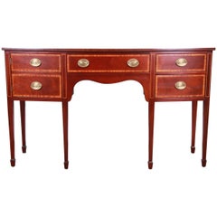 Vintage Kindel Inlaid Mahogany Bow Front Federal Style Sideboard Credenza