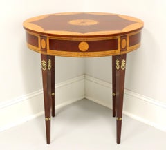 KINDEL Irish Georgian Winterthur Inlaid Mahogany Oval Occasional Table