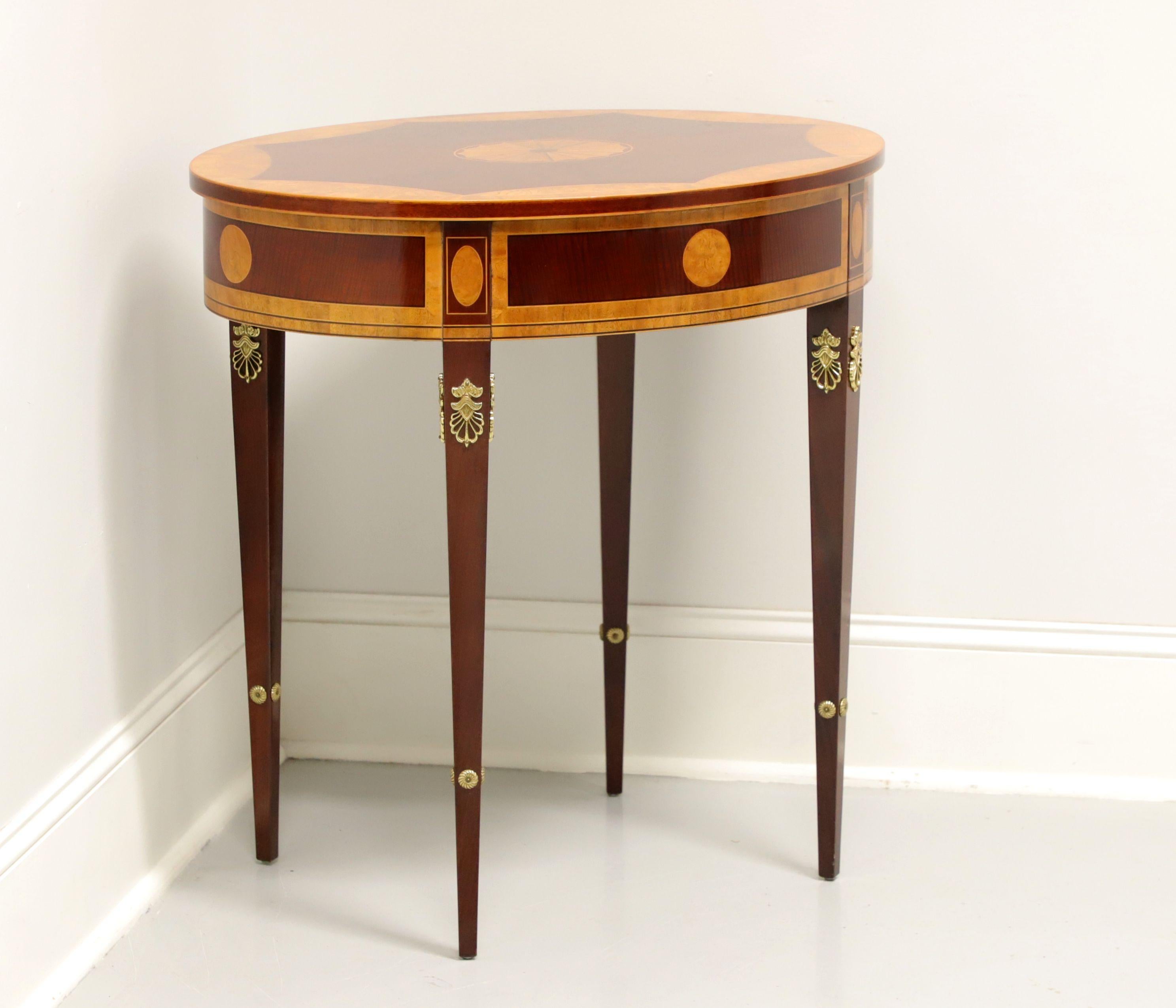 American KINDEL Irish Georgian Winterthur Inlaid Mahogany Oval Occasional Table