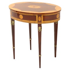KINDEL Irish Georgian Winterthur Inlaid Mahogany Oval Occasional Table