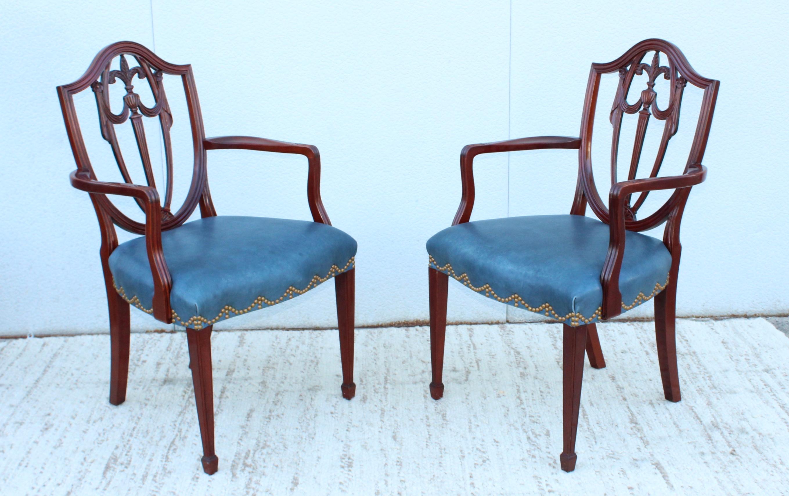 Late 20th Century Kindel Mahogany and Leather Dining Chairs