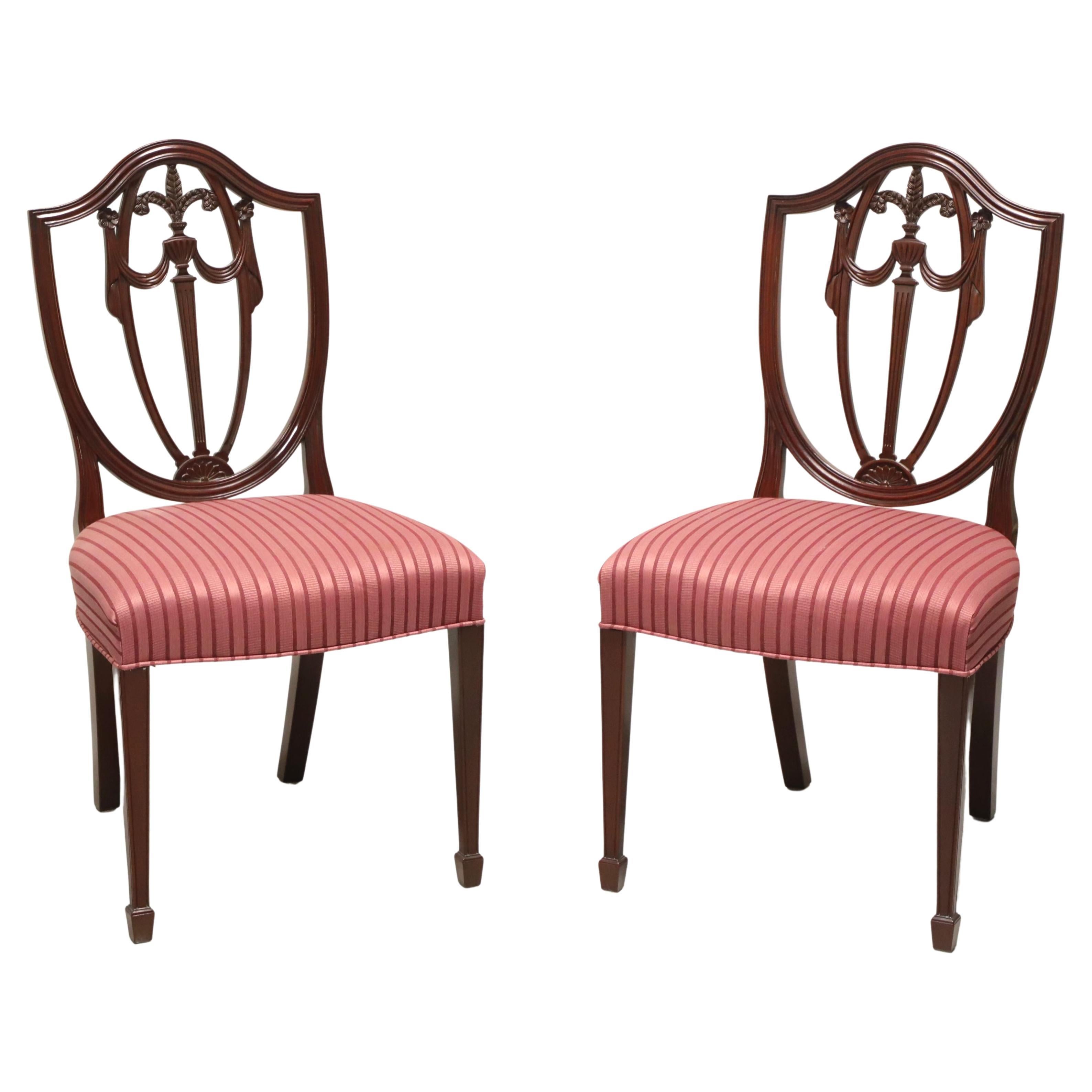KINDEL Mahogany Georgian Hepplewhite Shield Dining Side Chairs - Pair