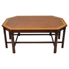 Kindel Mahogany Kent English Georgian Satinwood Banded Inlay 8 Leg Coffee Table