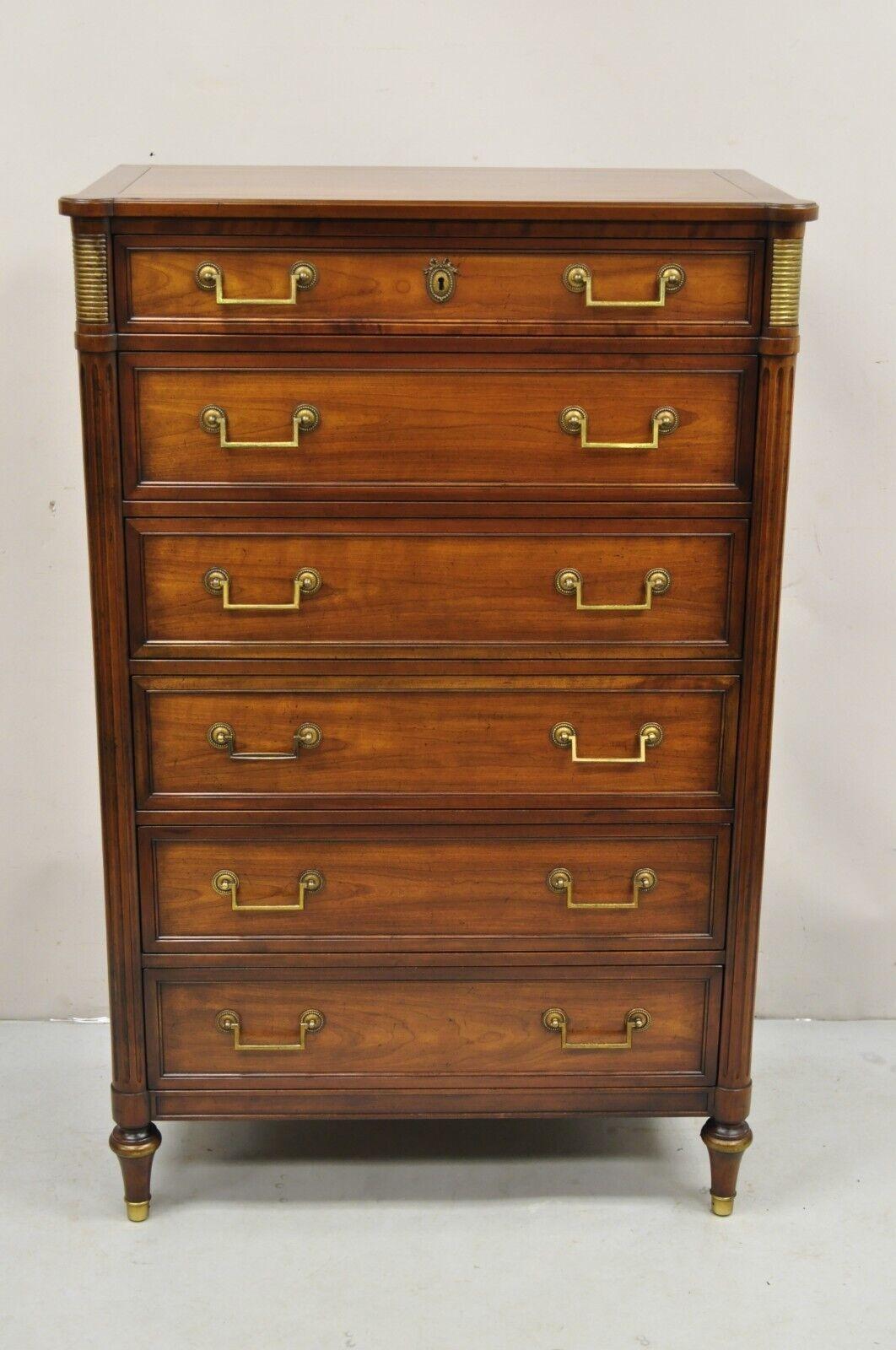 Kindel Milano Louis XVI Stil 6 Schubladen Highboy Kirschbaumholz Große Kommode 7