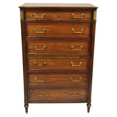 Used Kindel Milano Louis XVI Style 6 Drawer Highboy Cherry Wood Tall Chest Dresser