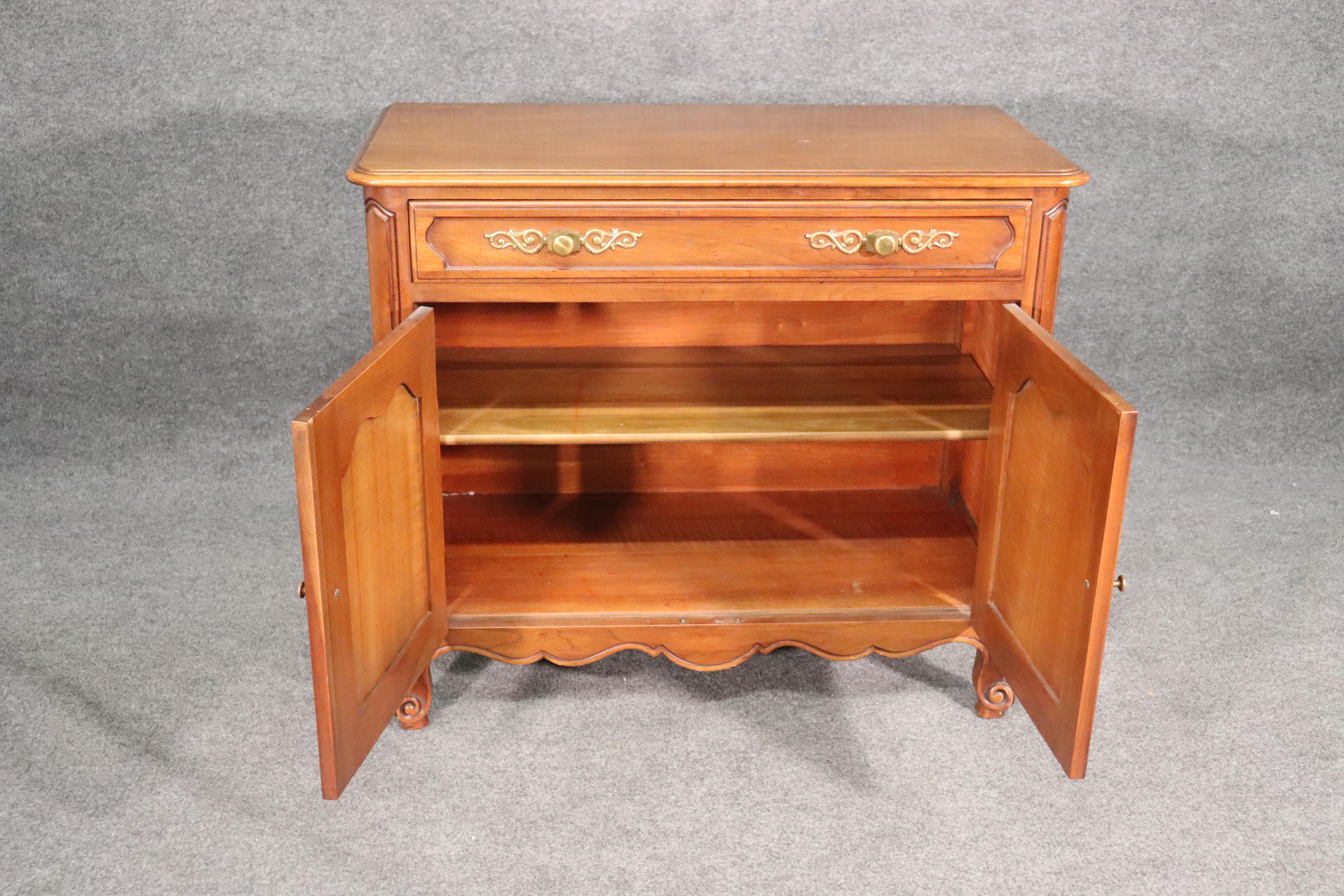 Mid-20th Century Kindel Solid Cherry French Louis XV Style Buffet Server Commode