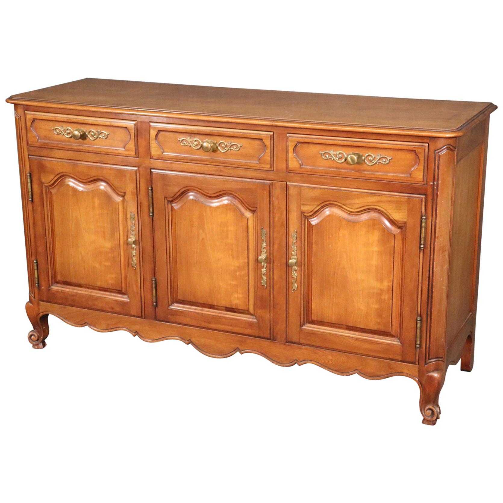 Kindel Solid Cherry French Louis XV Style Sideboard Server Buffet, circa 1960