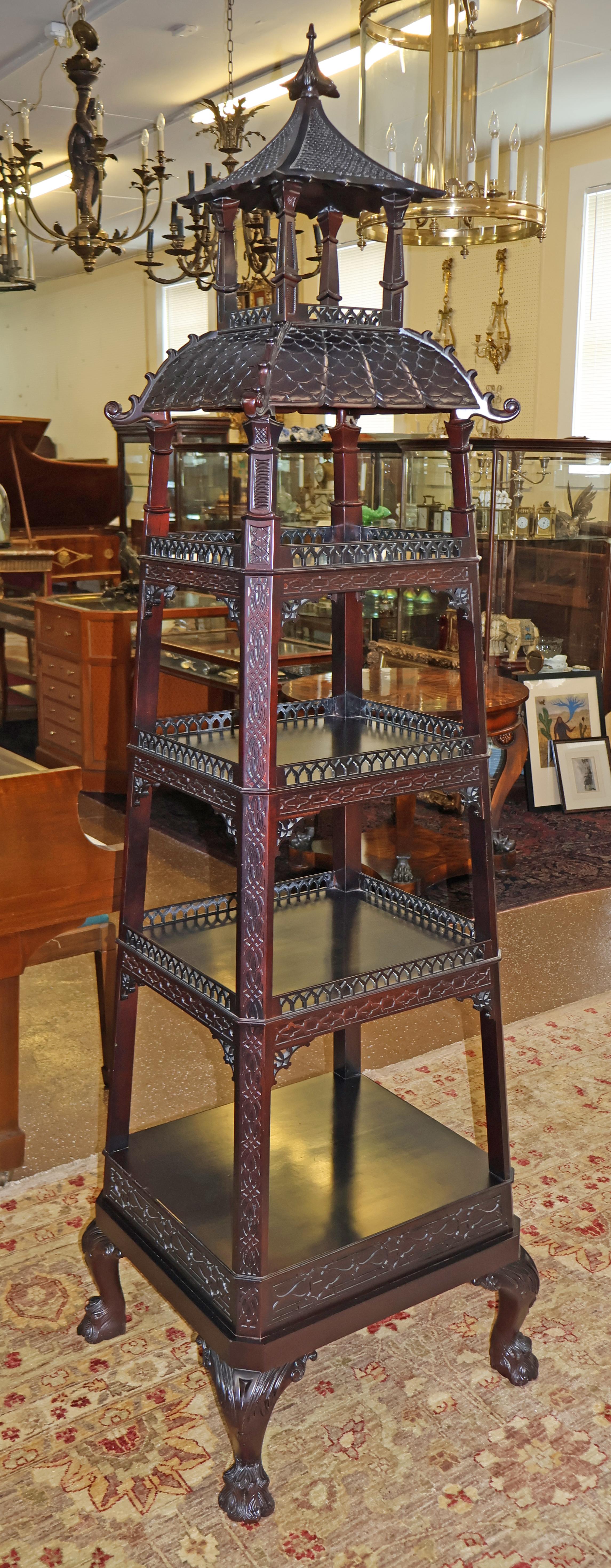 Kindel Varney & Sons Chinese Chippendale Etagere Pagoda Vitrine In Good Condition In Long Branch, NJ