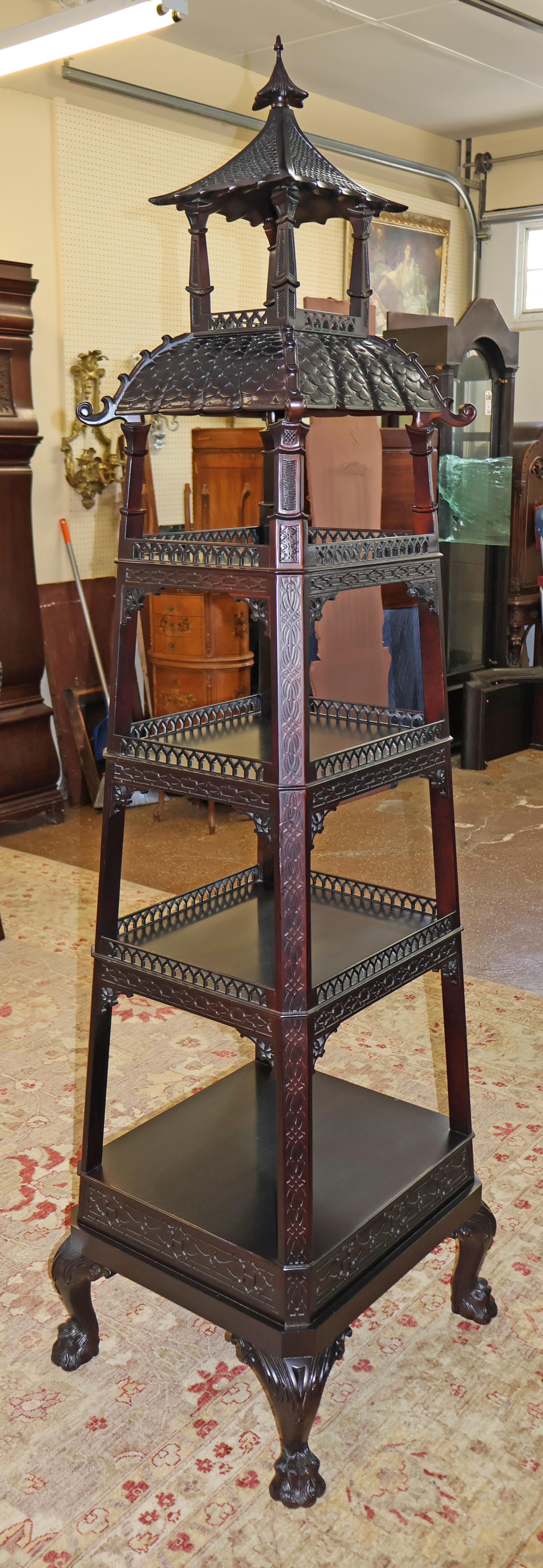 Kindel Varney & Sons Chinese Chippendale Etagere Pagoda Vitrine 1