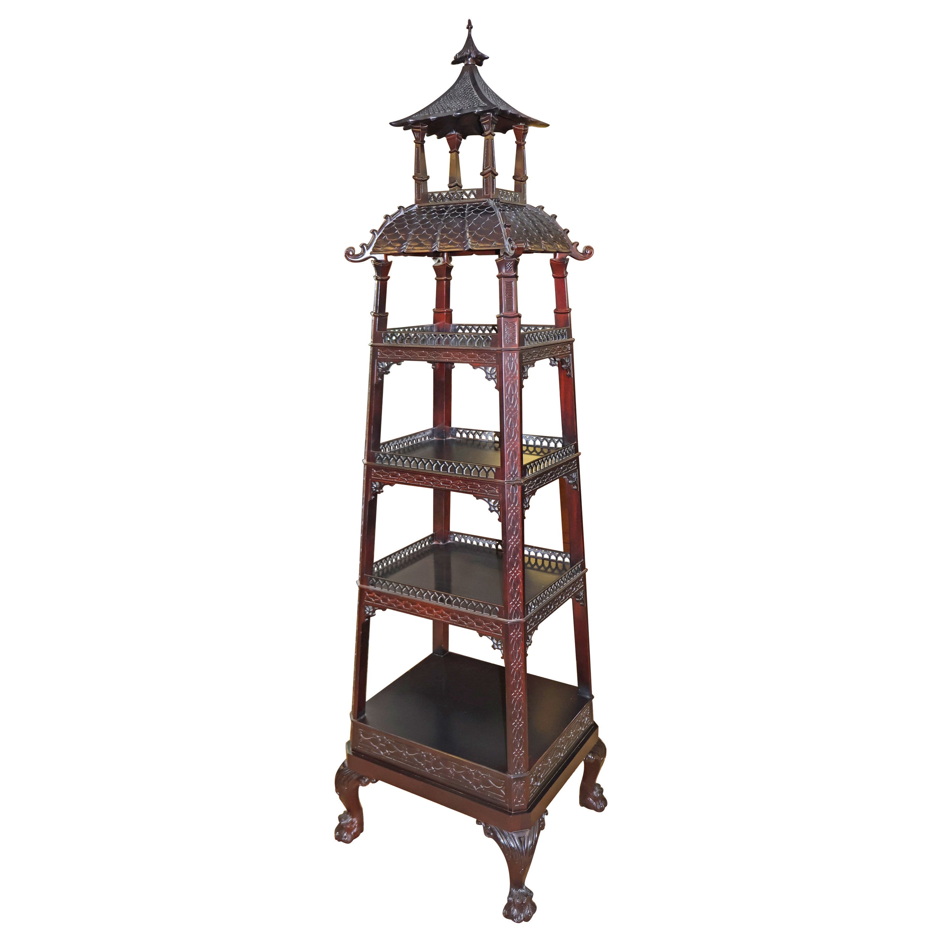Kindel Varney & Sons Chinese Chippendale Etagere Pagoda Vitrine