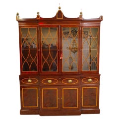 Kindel Winterthur Collection Mahogany Inlaid Bookcase China Cabinet Breakfront