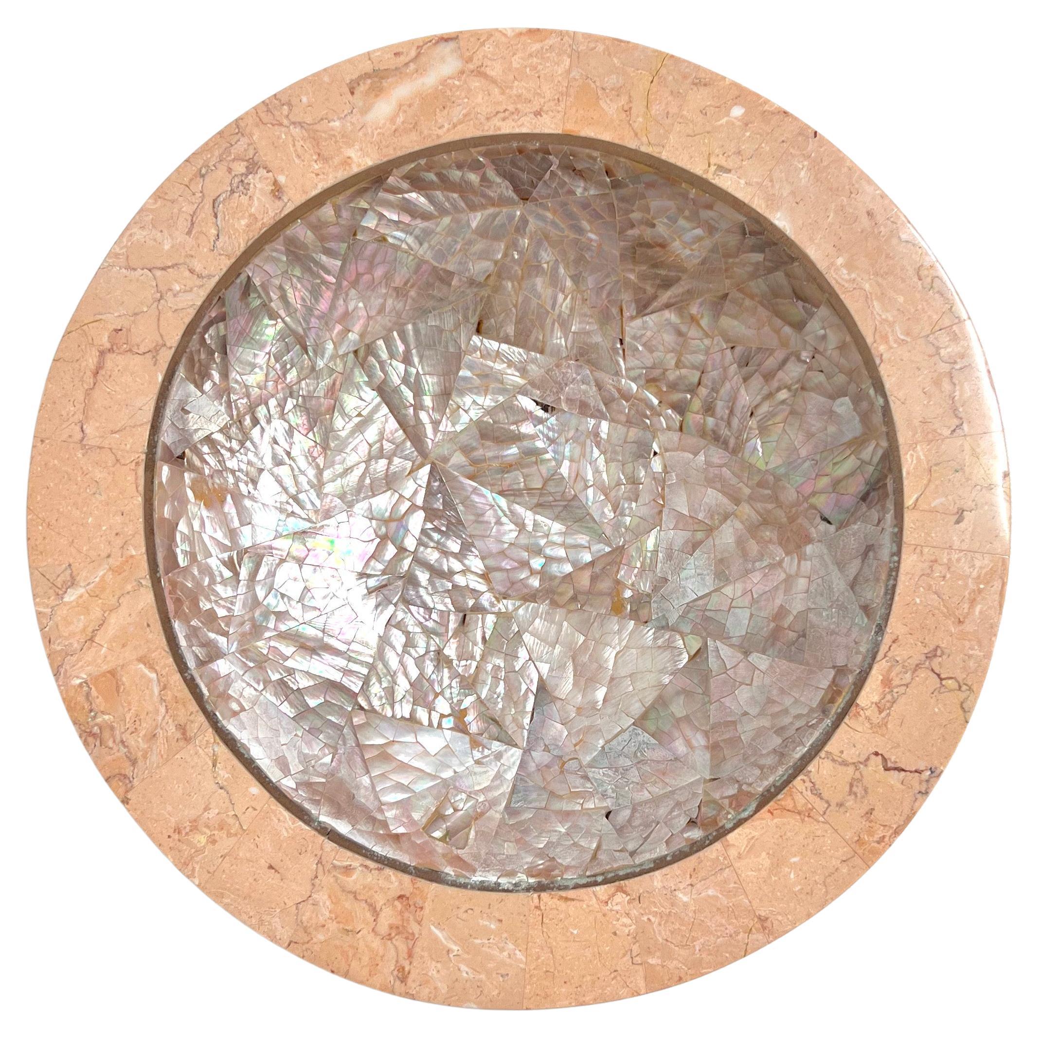 KINDER-HARRIS DARA 1980s Rose Tessellated Stone 9" Round Catchall Bowl