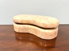 KINDER-HARRIS DARA 1980's Pink Tessellated Stone Kidney Shaped Box