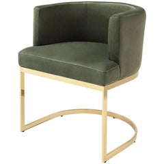 Kindly Armchair Upholstered with Olive Green or Turquoise Velvet Fabric