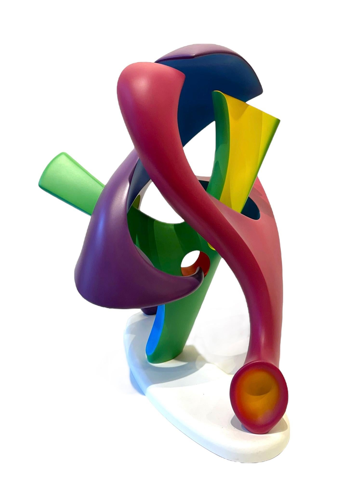 Kindlicher Geist, abstrakte Skulptur, farbenfrohe, ineinander verschlungene, geometrische Form (Moderne) im Angebot