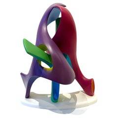 Kindred Spirit, Abstract Sculpture, Brightly Colored Intertwined Geometric Form