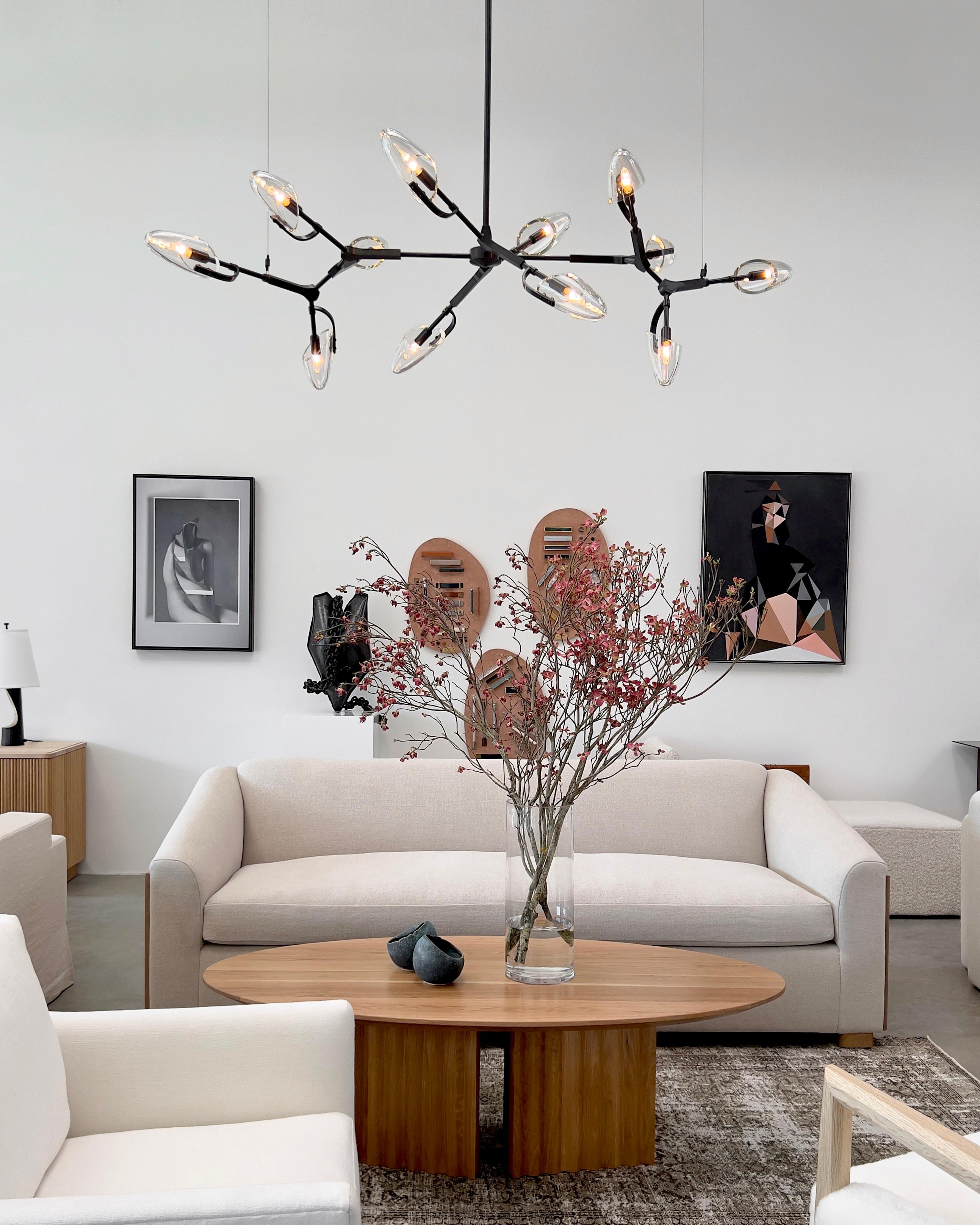 Kinesis '1.12' Chandelier in Blackened Brass and Clear Glass by Matthew Fairbank In New Condition For Sale In Brooklyn, NY