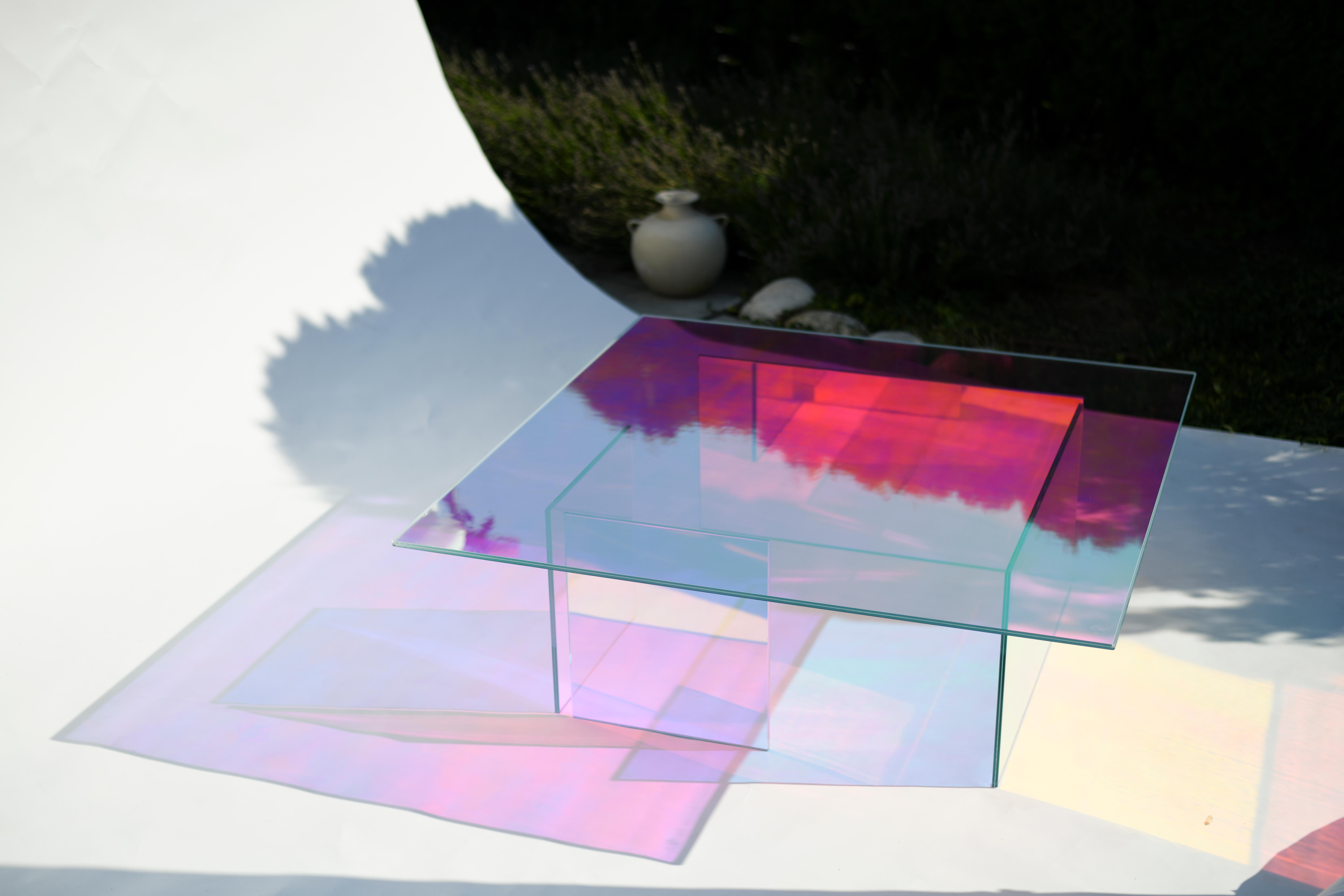 Contemporary Kinetic Colors Glass Table by Brajak Vitberg