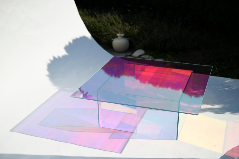 Contemporary Kinetic Colors Glass Table by Brajak Vitberg For Sale