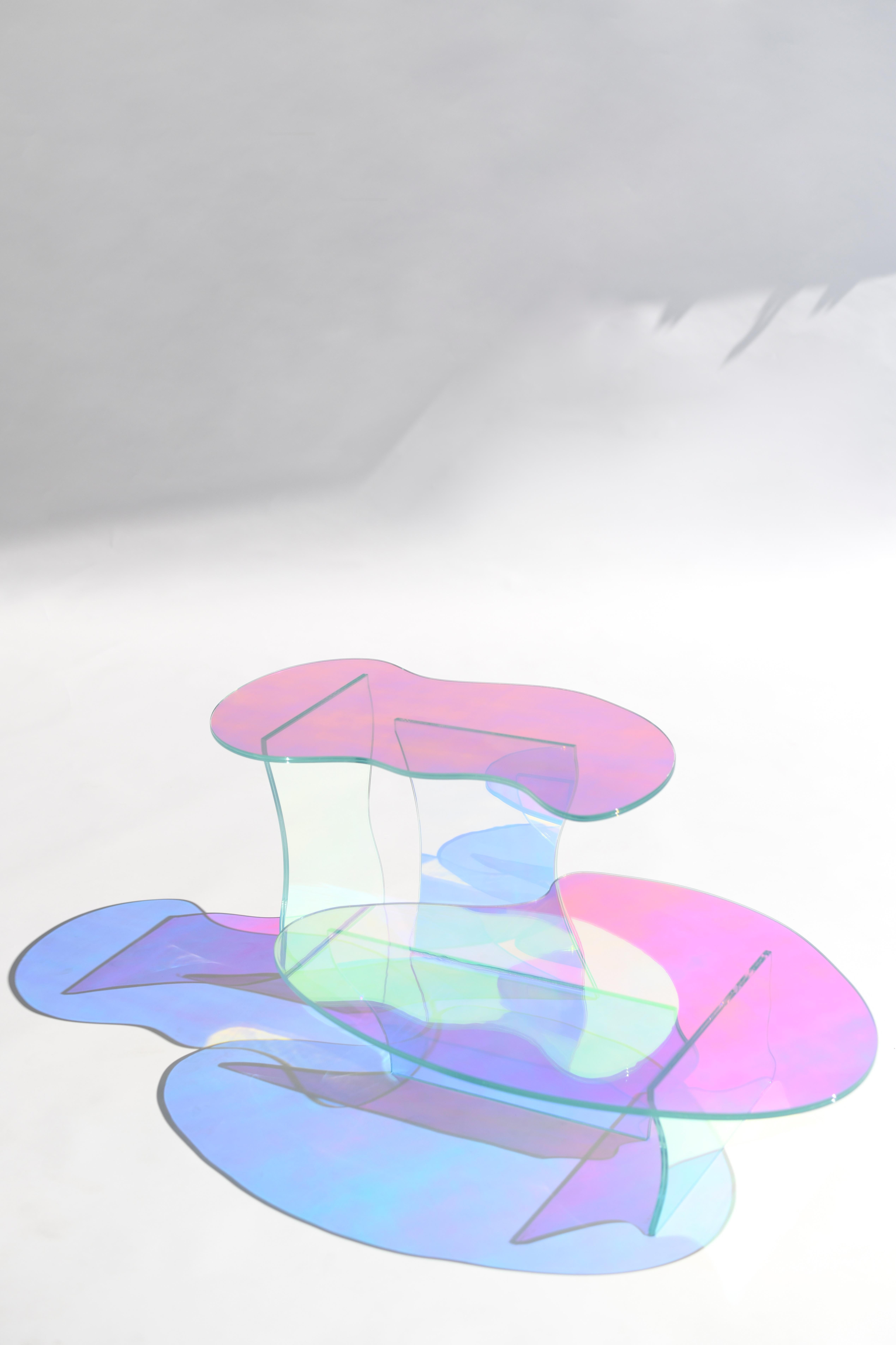Modern Kinetic Colors Glass Table by Brajak Vitberg