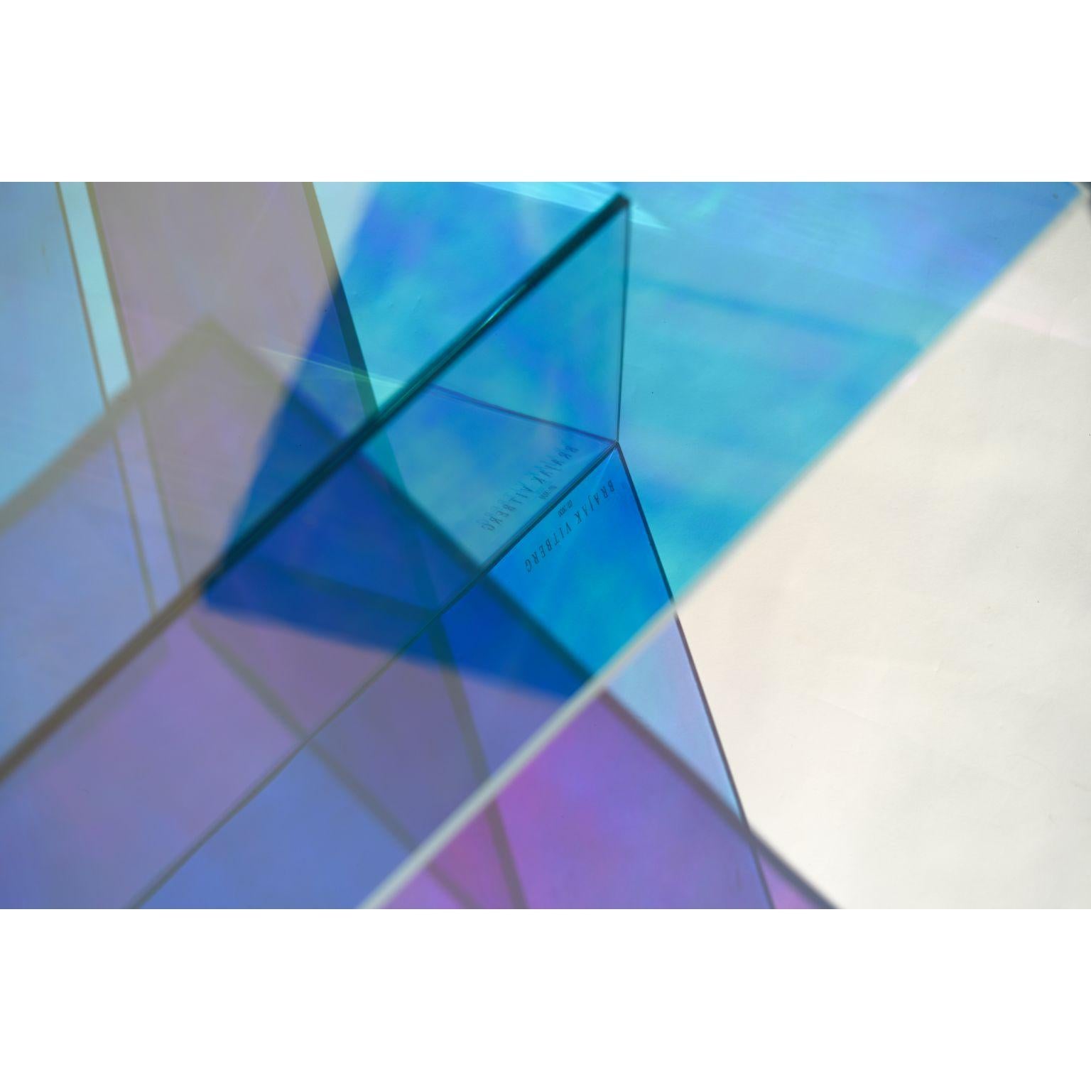 Table en verre aux couleurs cinétiques de Brajak Vitberg en vente 1