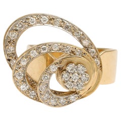 Vintage Kinetic Diamond 14 k Gold Spinner Ring