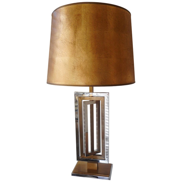 Kinetic Metal Table lamp by Maison Jansen, France, 1970 For Sale