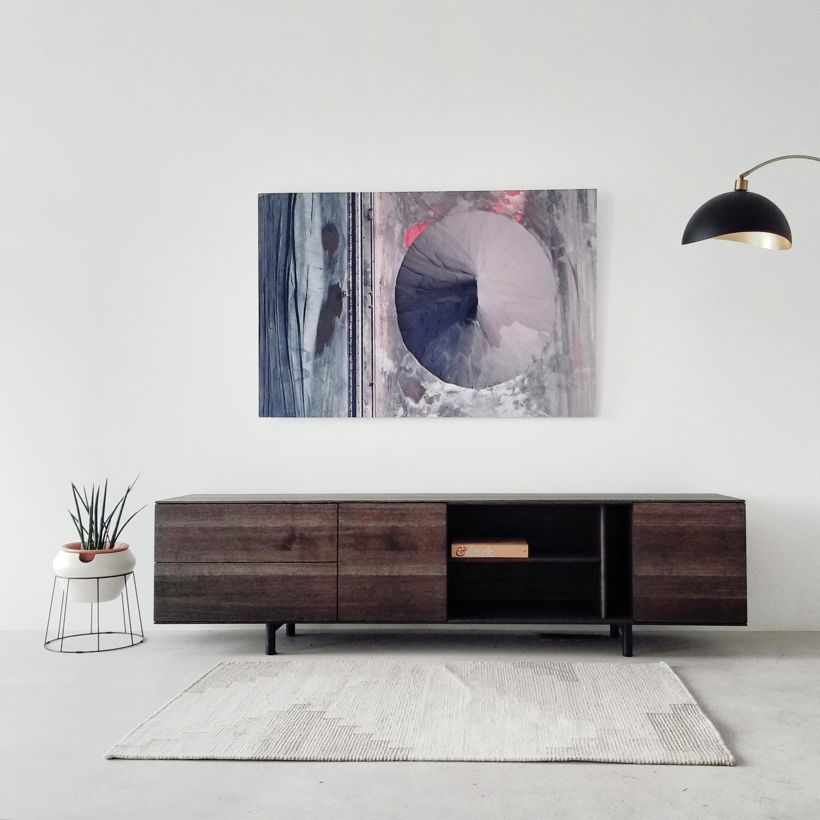 Contemporary Kinetic Modern Solid Hardwood Sideboard / Credenza For Sale