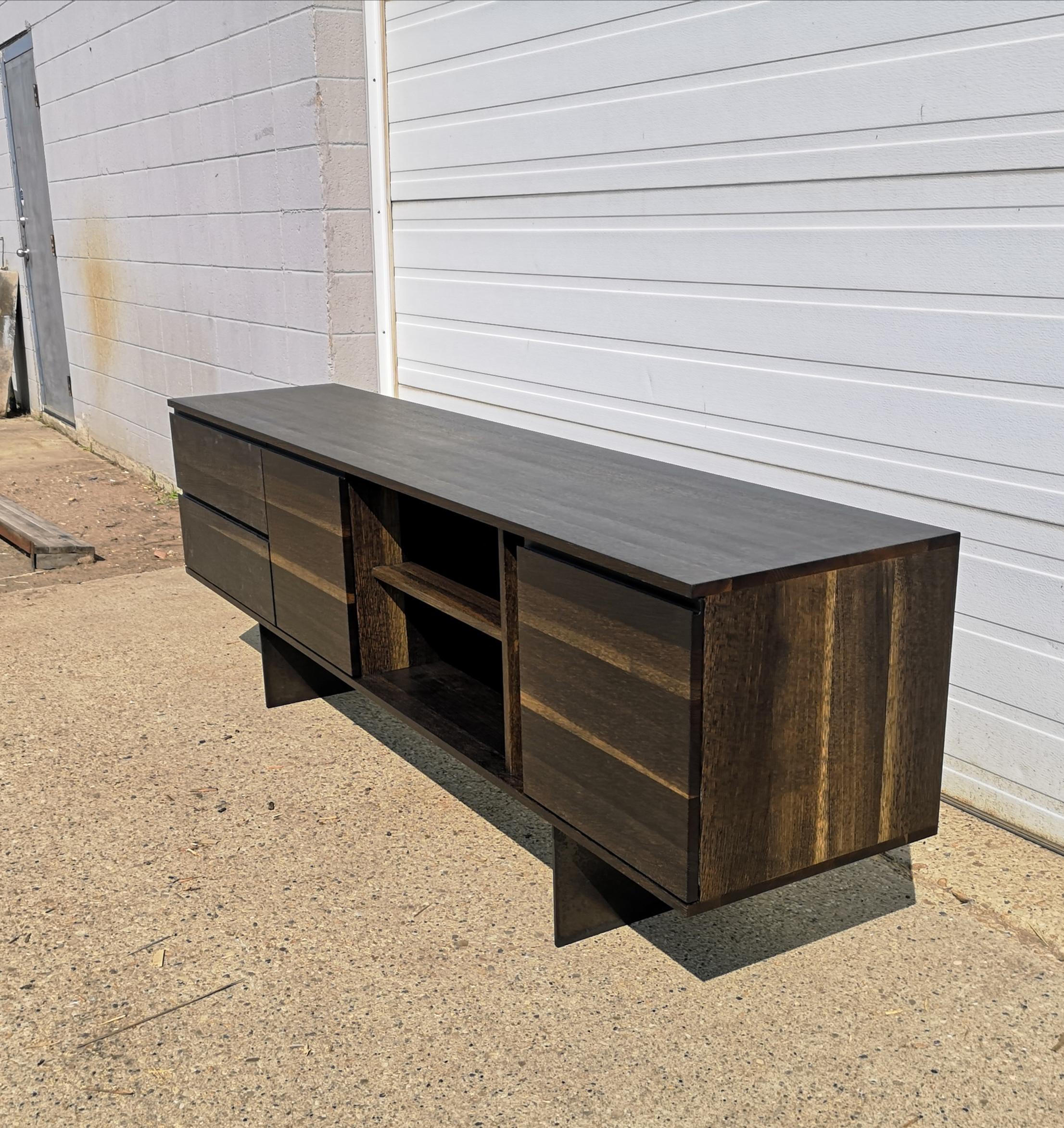 Oak Kinetic Modern Solid Hardwood Sideboard / Credenza For Sale