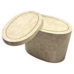 Kinetic Oval Occasional Minimalist Side Coffee Table with Swivel Top