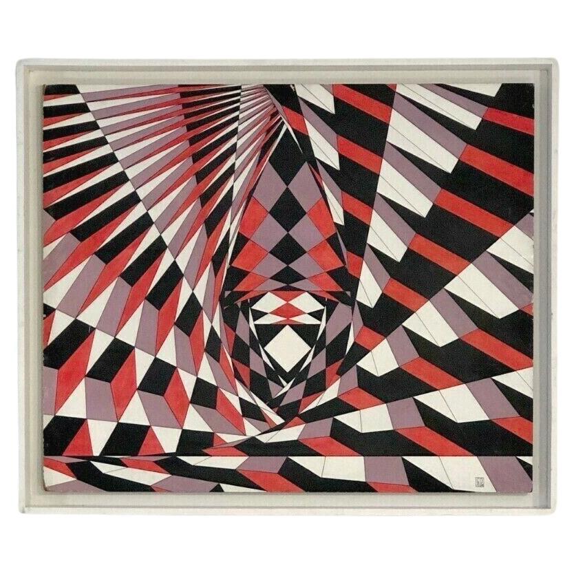 An OPTICAL POP OP-ART KINETIC PAINTING on Panel by GUY POUPPEZ, France 1968 For Sale