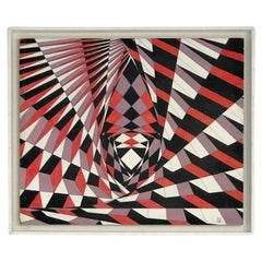 Vintage An OPTICAL POP OP-ART KINETIC PAINTING on Panel by GUY POUPPEZ, France 1968