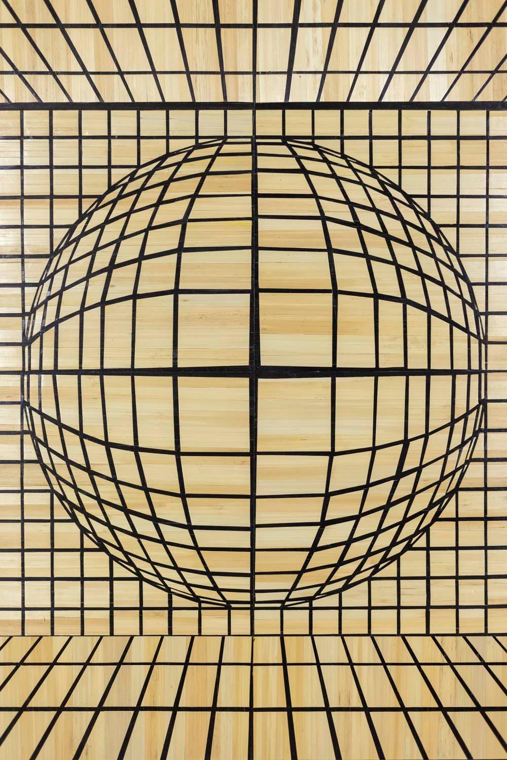 French Kinetic Panel in Straw Marquetry, Contemporary Work For Sale