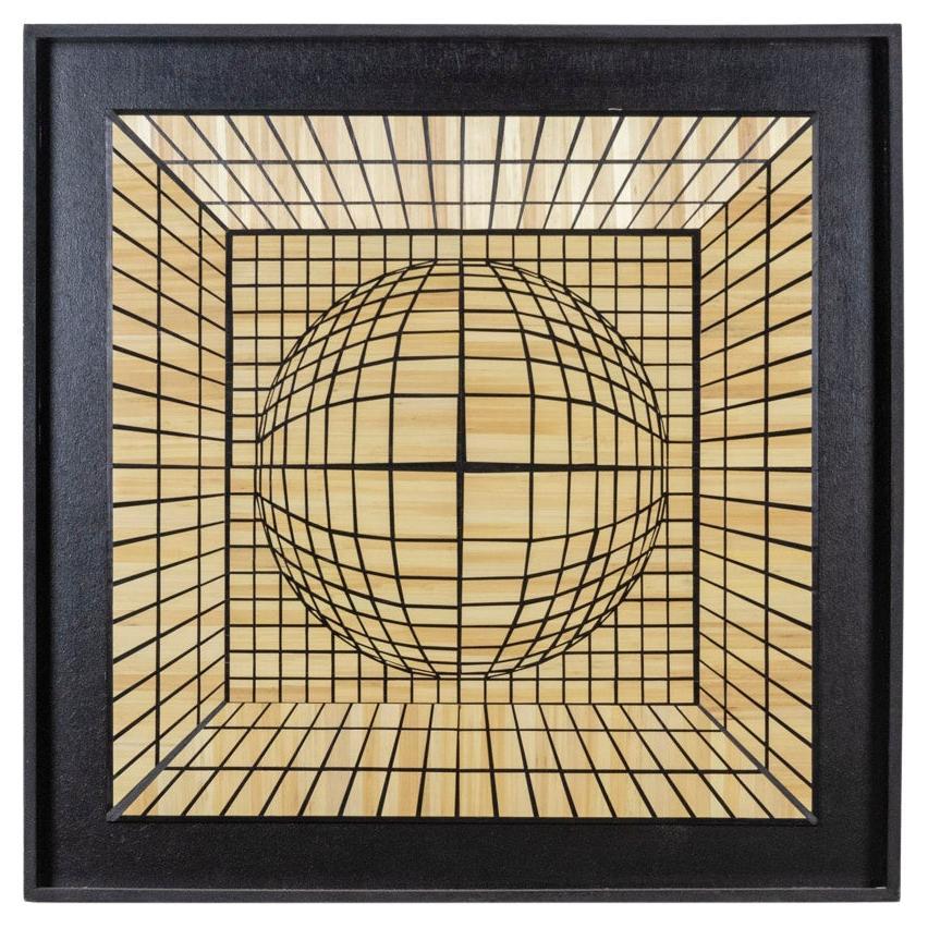Kinetic Panel in Straw Marquetry, Contemporary Work For Sale