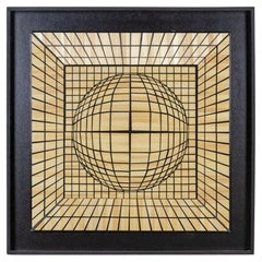 Kinetic Panel in Straw Marquetry, Contemporary Work