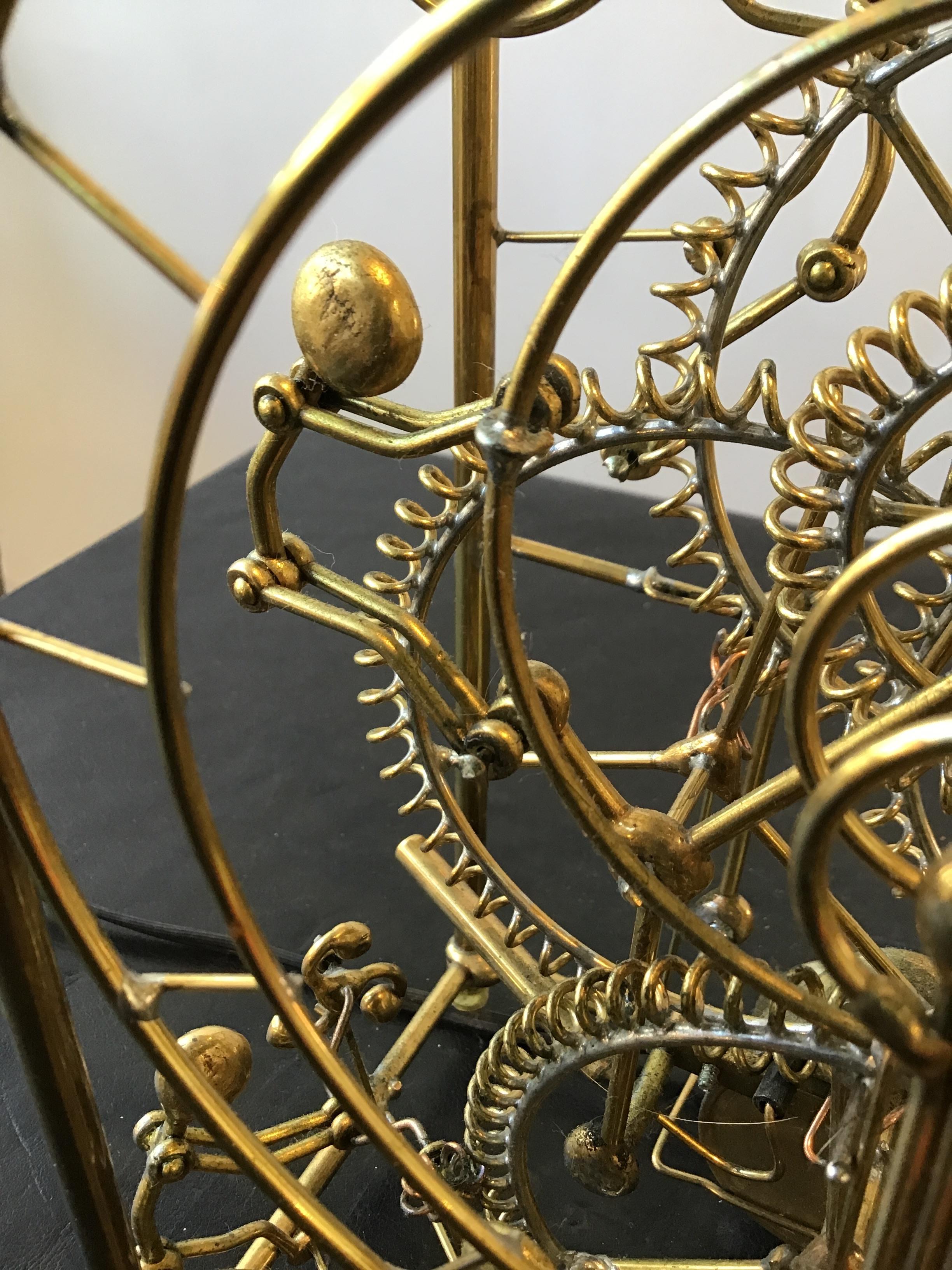 Brass Kinetic Sculpture Motion Clock by Gordon Bradt for Kinetco